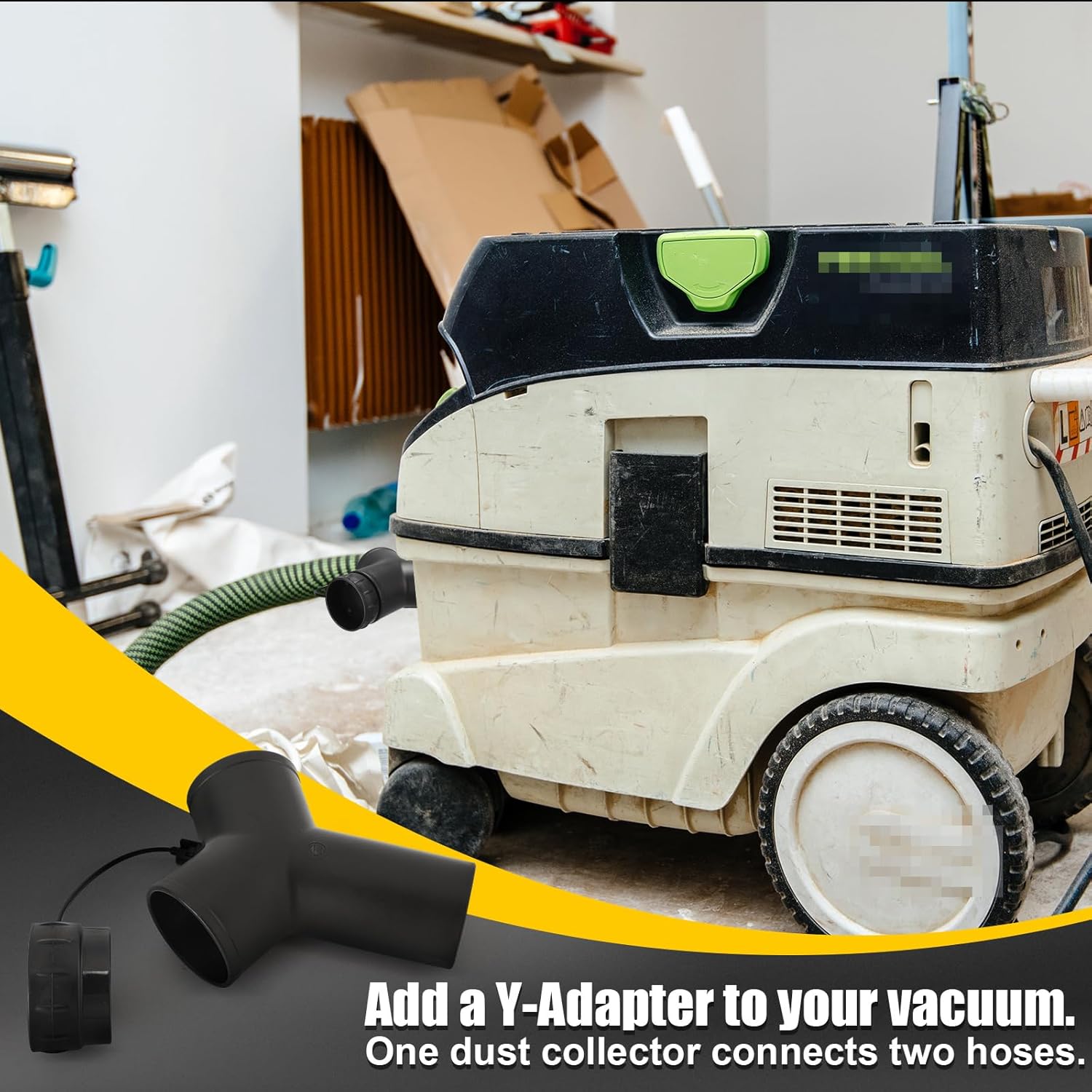 Threlaco Antistatic Y-adapter with Blanking Plug Quick Plug Three-way Connection Pipe Compatible with Festool Ct26/36/48 Dust Extractors Quick-connect Dust Collector Splitter for Dual Tool Operation