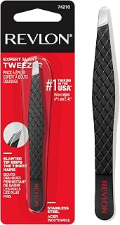Revlon Expert Slant Tweezer - #1 Precision Stainless Steel Tweezers for Eyebrows & Hair Removal