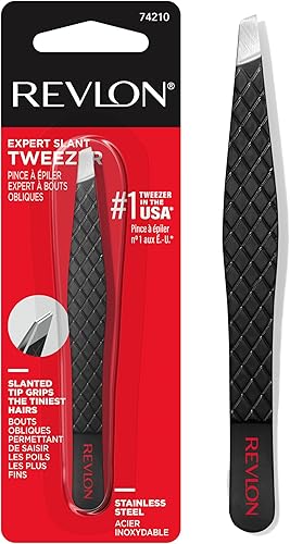 Revlon Expert Slant Tip Tweezer, Black, 1 Count