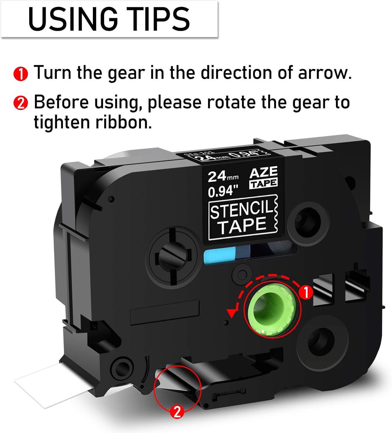 GREENCYCLE 10 Pack Compatible for Brother STE Black on Clear Label Tape STe-151 ST151 1" (24mm) x 9.8 ft (3m) Mobile Solution Stencil Tape for PT-9700PC PT-9800PCN PT-E500 PT-E500VP PT-E550W