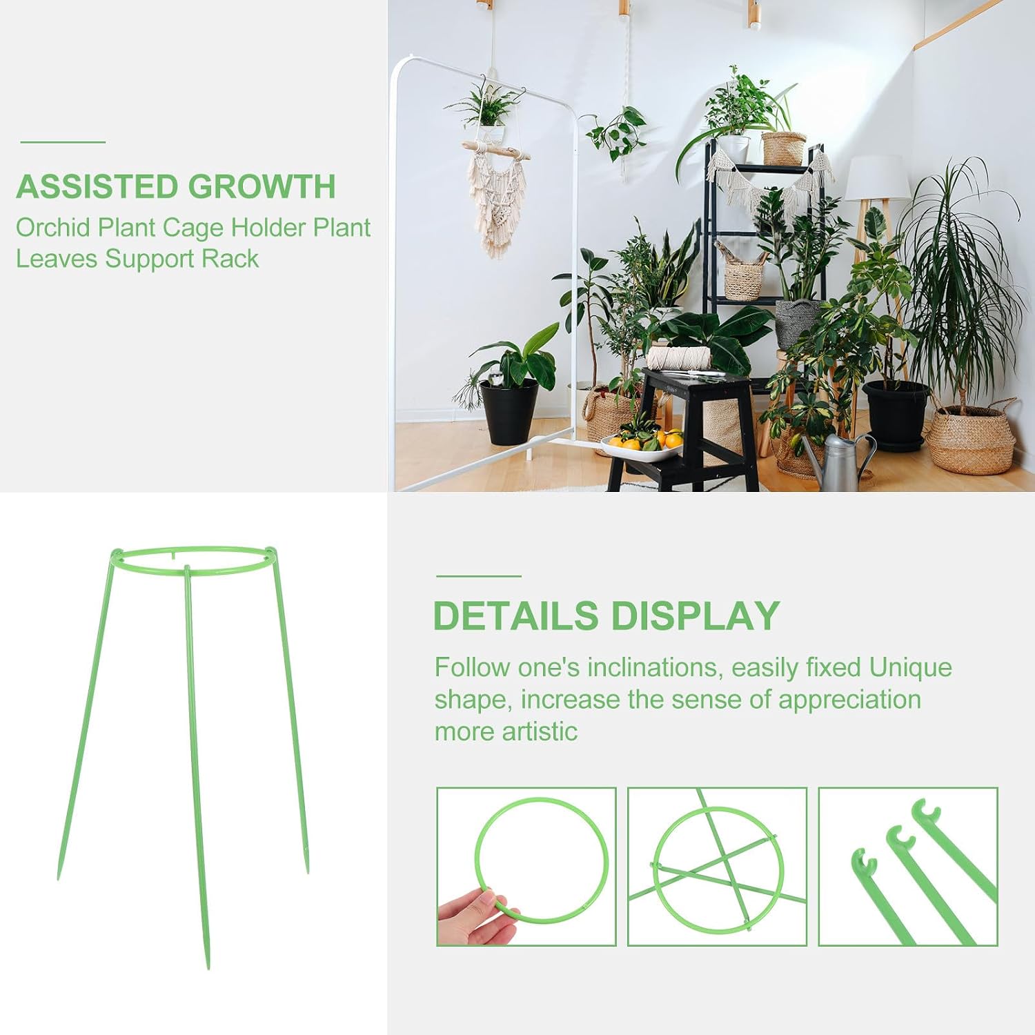 HOMSFOU 10 Sets DIY Plant Support Stand Single Layer Plastic Flower Cage image 3
