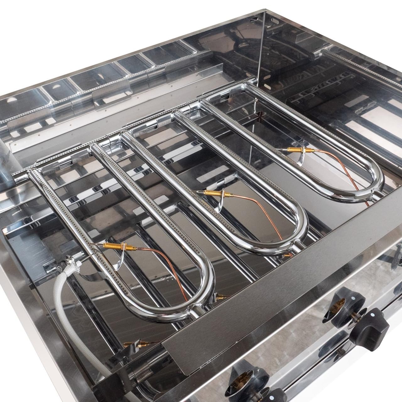 GastroHero Tischbräter, 3 Brenner, 10 kW, Edelstahl TBG3-T | Profi Gastro Kombibräter, Outdoor Tischgrill 650×570×270 mm inkl. Gasschlauch & Druckminderer