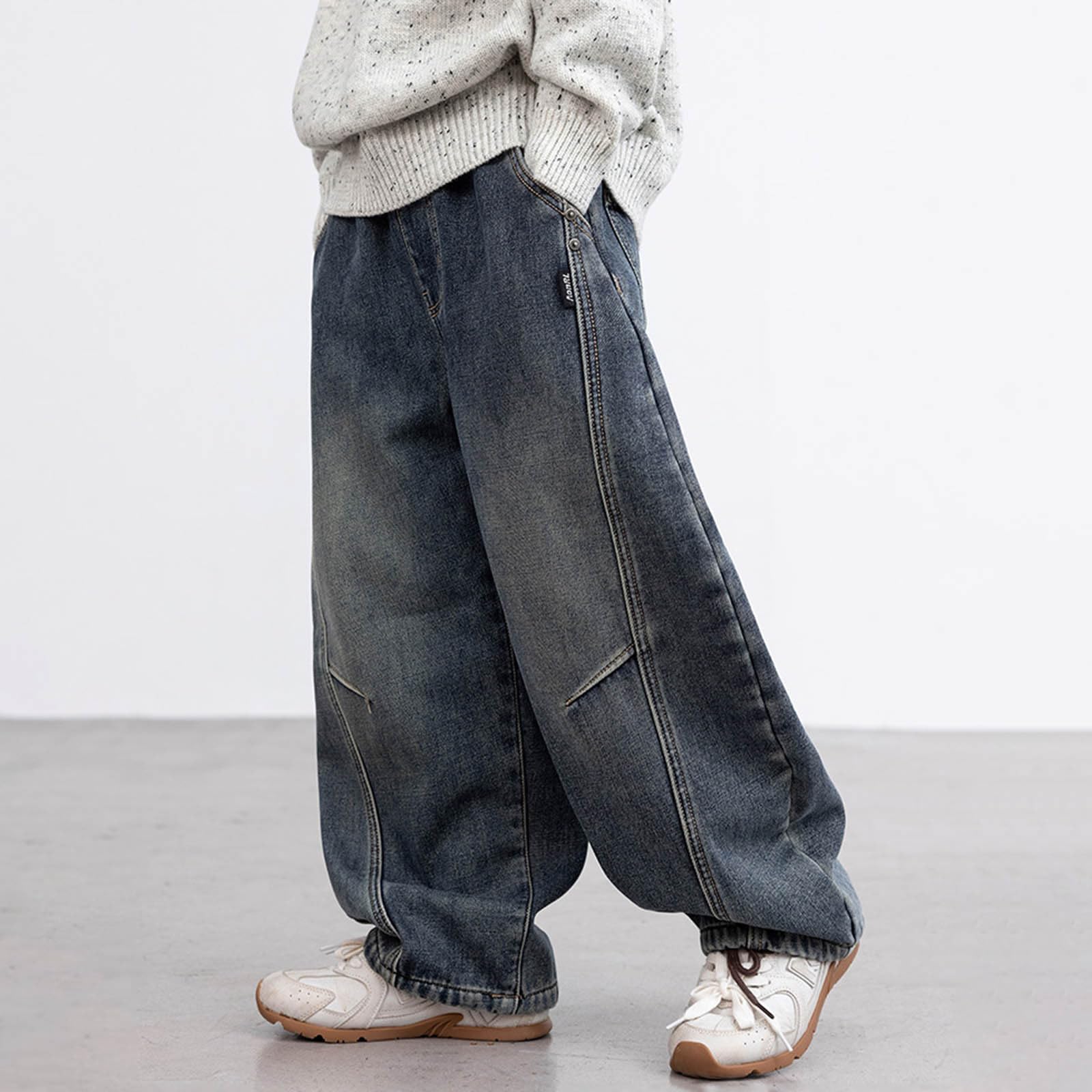 Generico Jeans Bambino-Jeans Invernali Foderati in Pile per Bambini e Adolescenti, Pantaloni Casual in Denim con Isolamento Caldo, Pantaloni Comodi e Resistenti per Abiti scolastici per Il Freddo