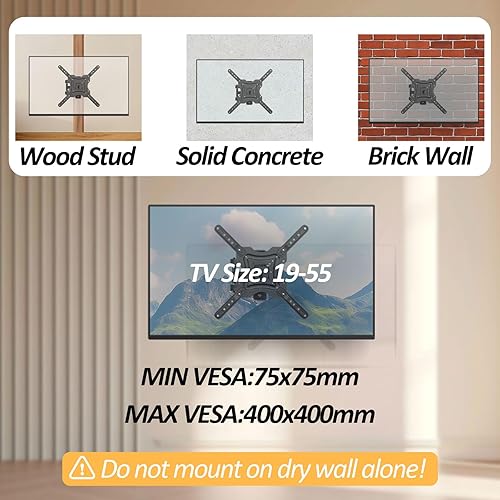 Miniatura 4 de Soporte de pared para TV de movimiento completo, soporte de pared para monitor de TV, extensión de inclinación giratoria para televisores LCD LED 4K