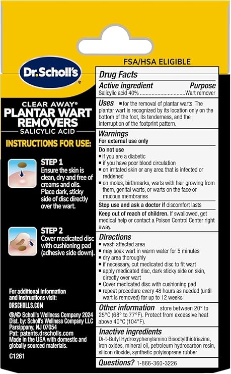 دكتور. Scholl & # x27؛ s Clear Away Wart Remover Plantar 24 Ea
