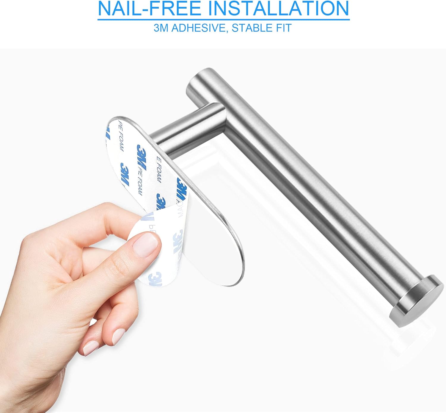 VMVN Adhesive Toilet Paper Holder Brushed Nickel, Stainless Steel Toilet Roll Holder, for Bathroom ,Washroom Wall Mount (1 Pack). : Tools & Home Improvement