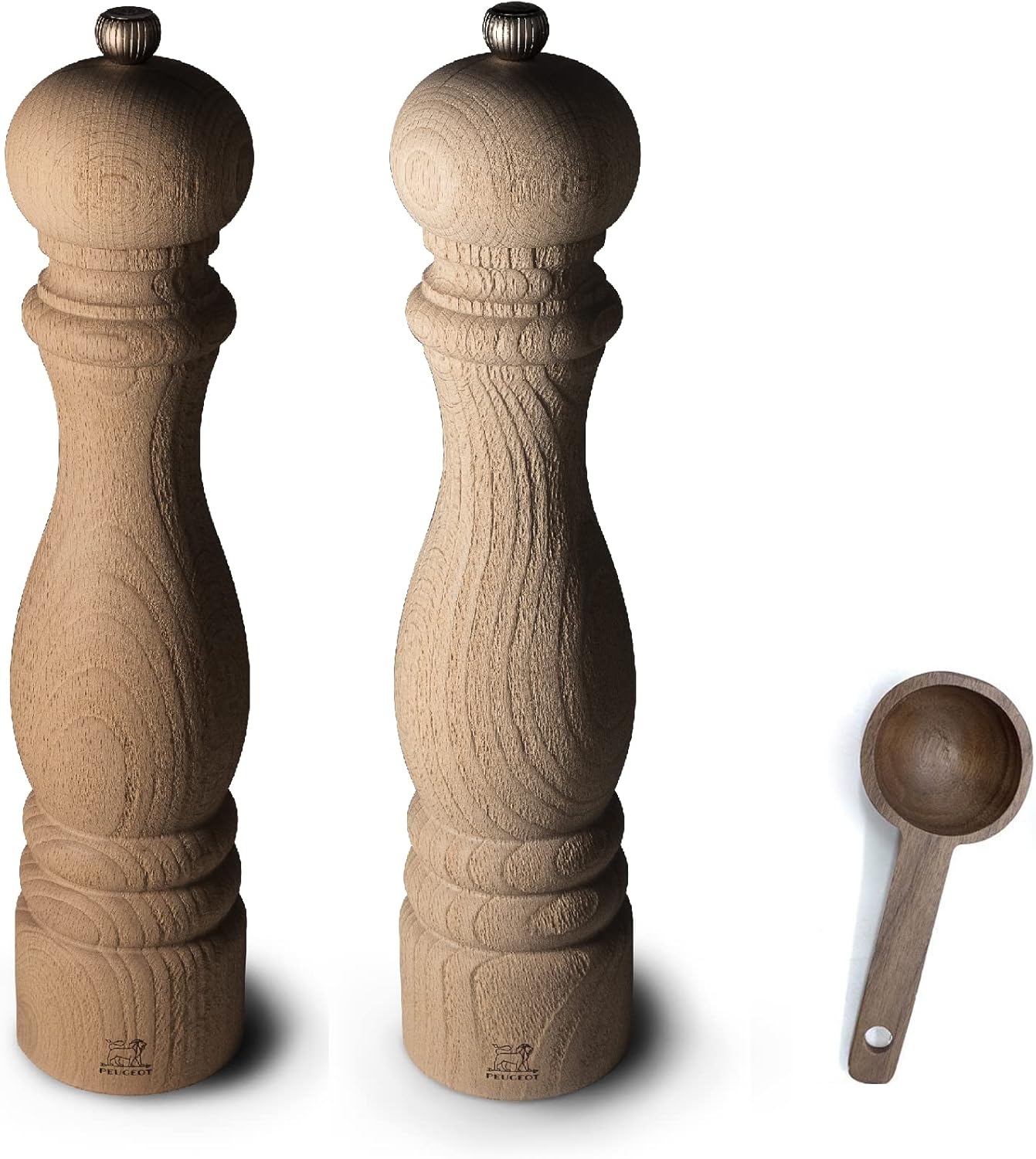 Peugeot Paris Nature 12 inch Salt & Pepper Mill Gift Set - With Wooden Spice Scoop