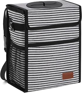 Femuar car Trash can (Beige-Brown Plaid, 3 Gallons)