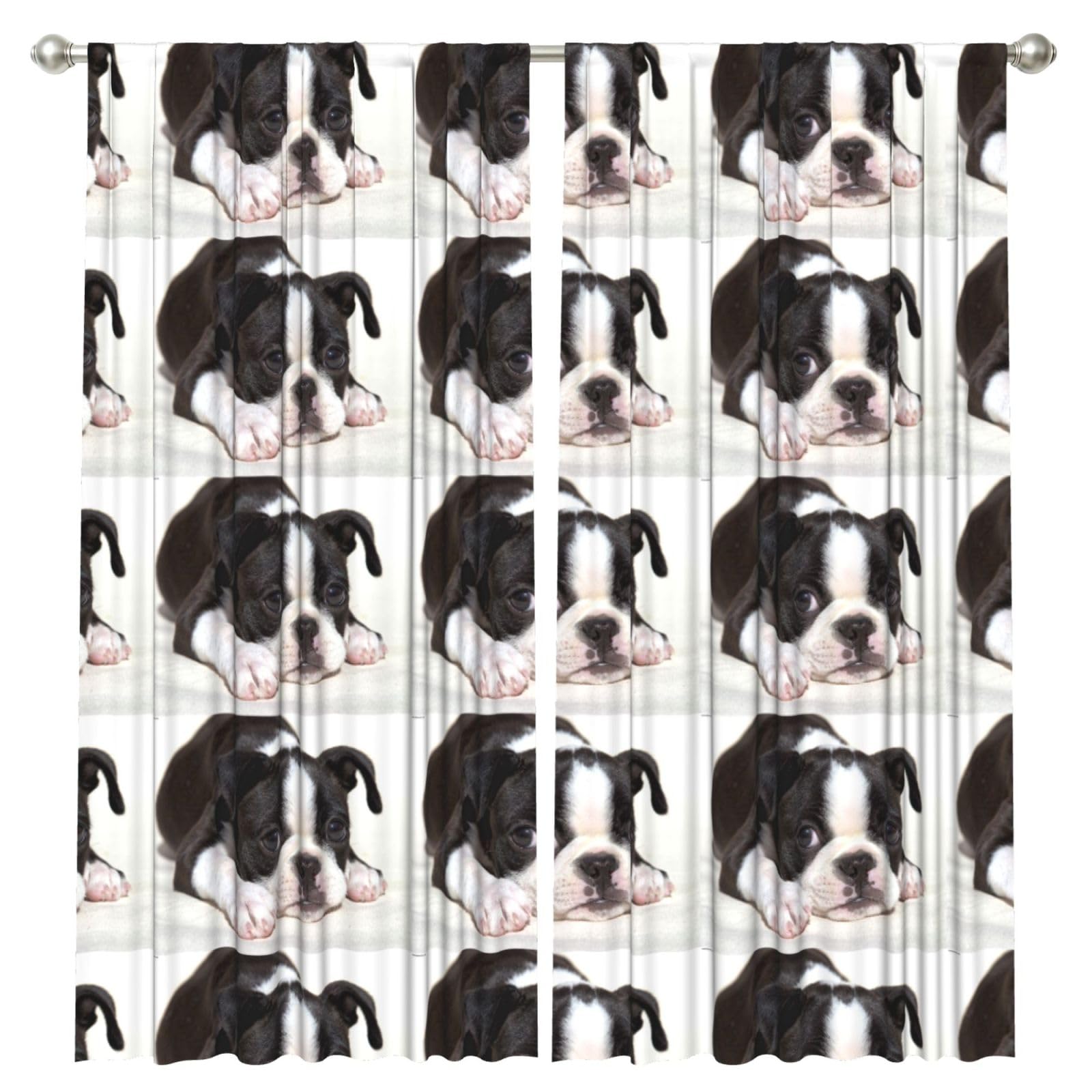 InOmak Boston Terrier Dog, 2 Panels Window Curtains 52 x 84 Inch Blackout Curtains for Living Room Bedroom