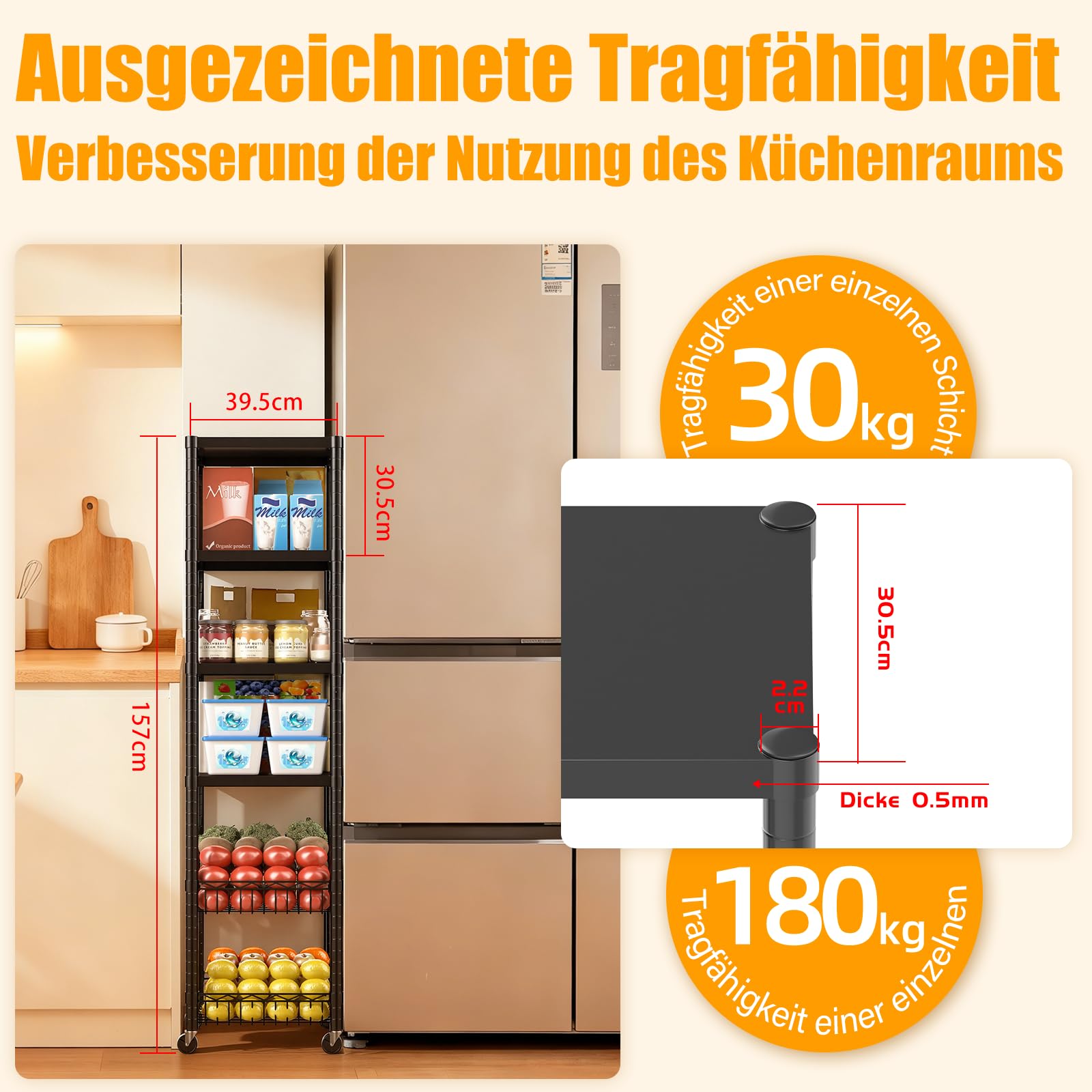 AQRA Schwarzes Metall Standregal mit Verstellbaren Böden und Haken