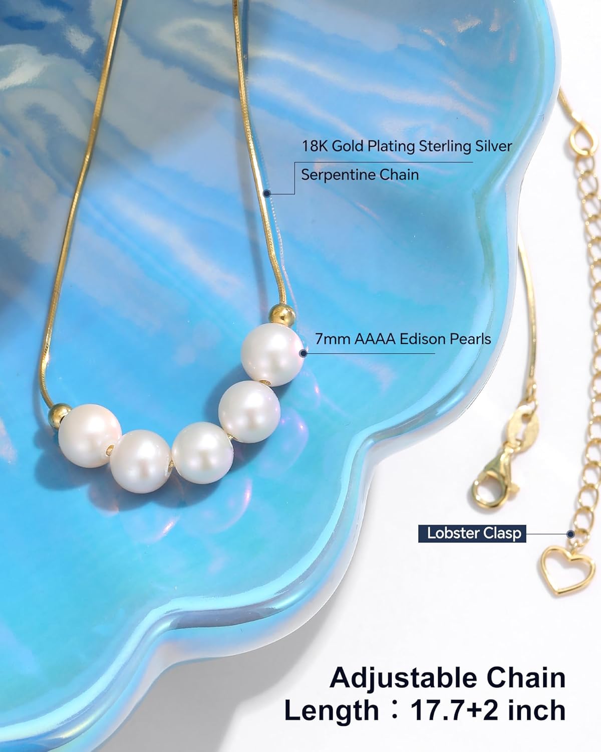 Gift for Women Wife, 6-7mm AAAA+ Real Edison Pearl Necklace for Women, Sterling Silver Pendant Jewelry, Wedding Birthday Anniversary Jewelry-Mom Girlfriend Her Mothers Day Gifts for Mom Women