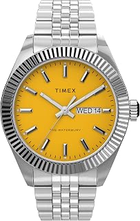 Men's Waterbury Legacy Day-Date 41mm TW2V18000VQ Quartz Watch, Silver-Tone/Yellow, Modern