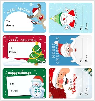 Christmas Stickers, 120 PCS Christmas Tags, Self-Adhesive Gift Labels for Wrapping