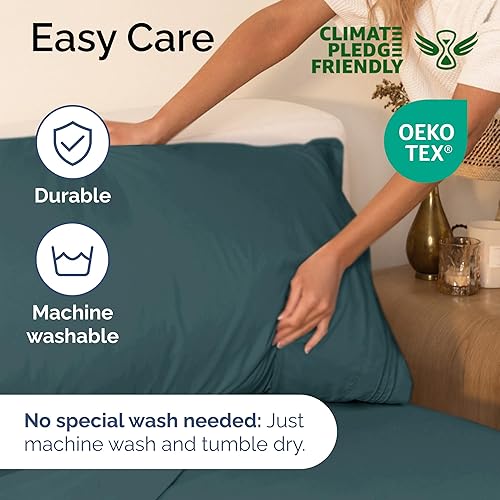 Vista 1217 de Juego de sábanas de 4 piezas tamaño king, extrasuaves, transpirables y refrescantes con esquinas profundas, sábanas de fácil ajuste y sin arrugas