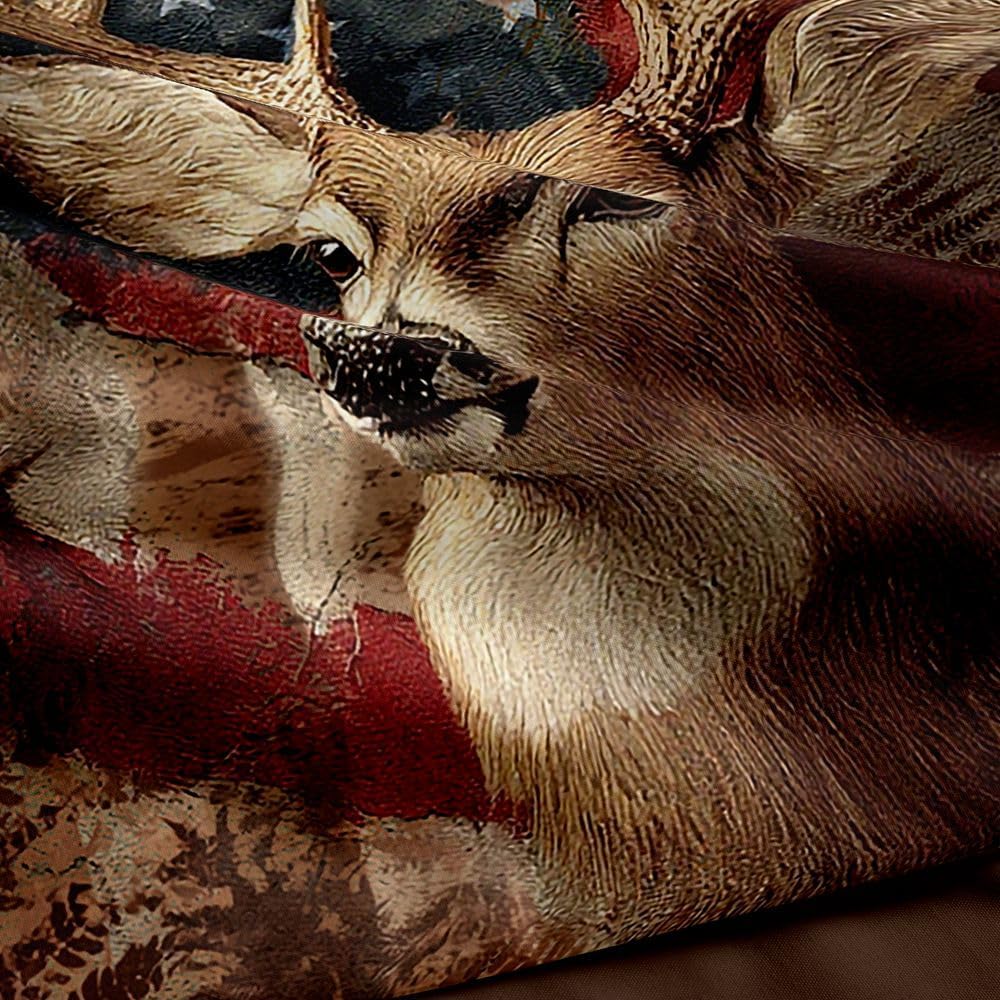 5PCS Deer Comforter Sets Full,Boys Camo Bedding Full,American Flag Comforter,Camo Bed Set for Boys,Adults,Teens