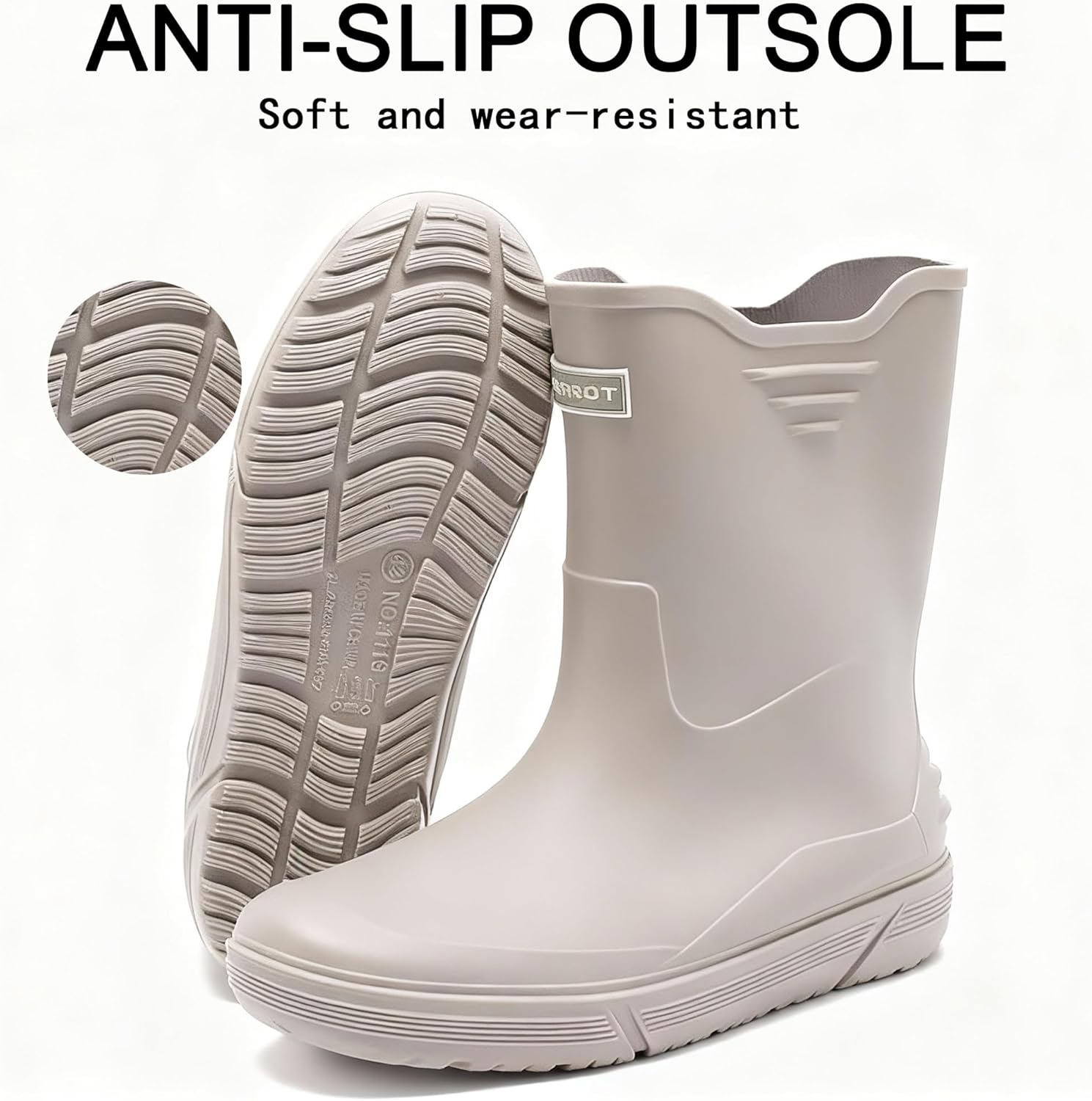 Rain Boots for Men, Non-Slip Rubber Boots, Waterproof Outdoor Garden Boots, Lightweight Mid Calf Rainboots, Comfort Muck Work Shoes for Fishing Climbing Farming - Image 5