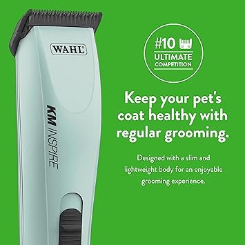 WAHL Pro Animal KM Inspire Grooming Clippers - محرك قوي بدون فرش - مجموعة أدوات احترافية - للكلاب والقطط والخيول - آلة العناية بالكلاب - 4 أمشاط دليل من الفولاذ المقاوم للصدأ