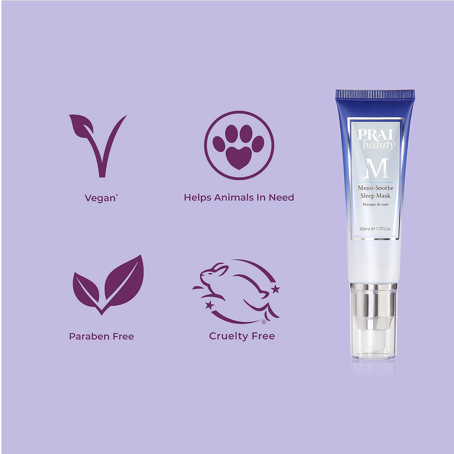 PRAI Beauty M Collection Meno-Soothe Sleep Mask - Anti-Aging & Anti-Wrinkle - 1.7 Oz