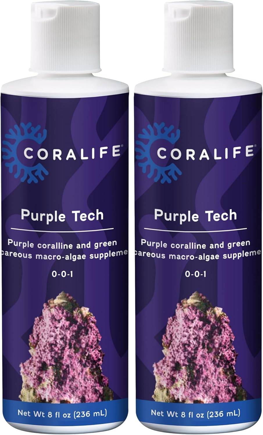 Coralife Saltwater Fish Tank Aquarium Purple Tech Purple Corallien and Green Calcareous Macro-Algae Stimulator, 8.7 oz (Pack of 2)
