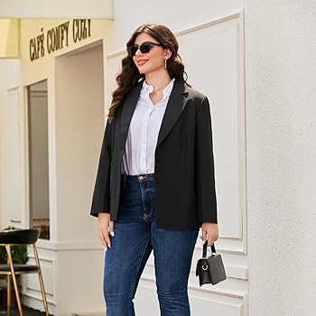 Single Button Oversized Blazer for Women Plus Size Boyfriend