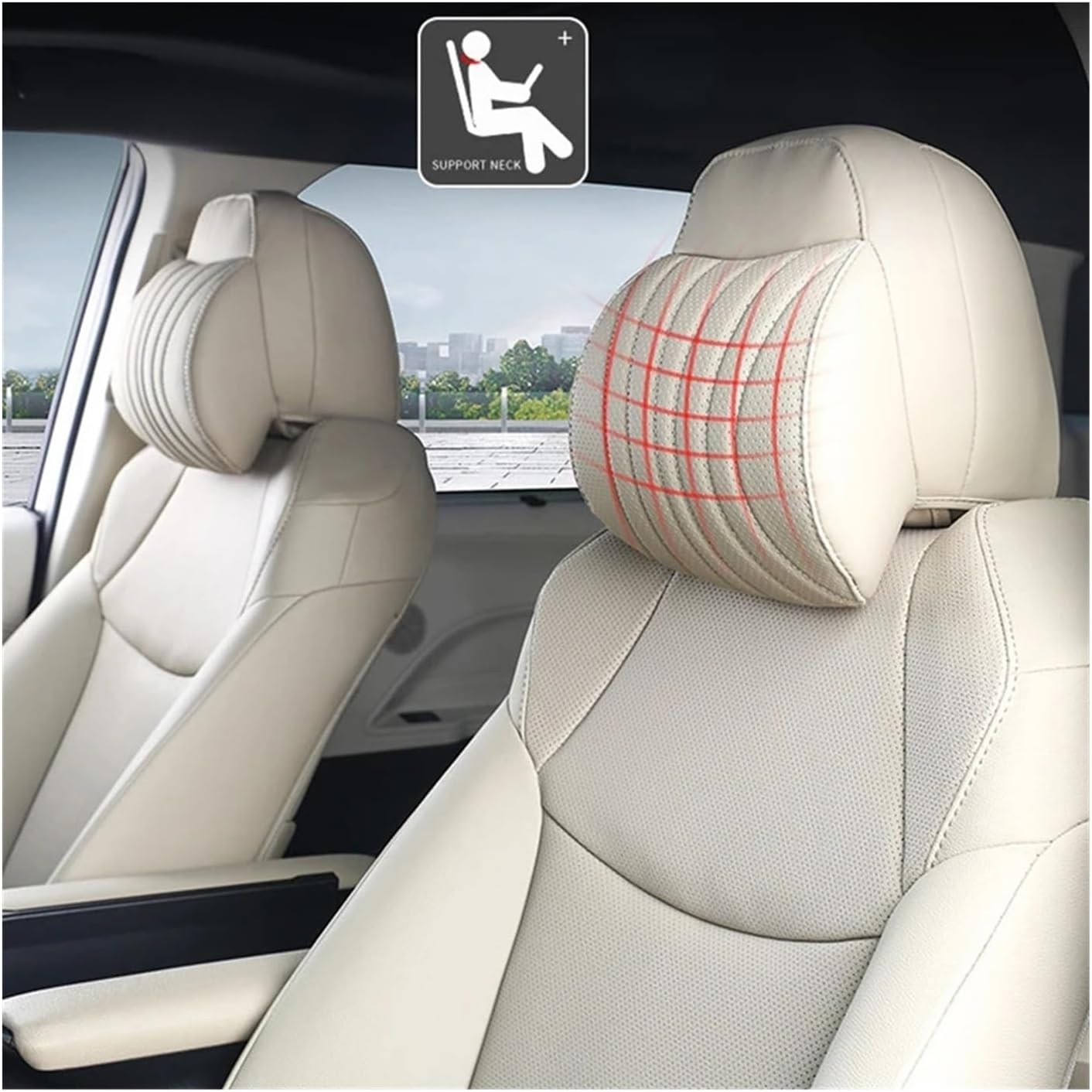 Car Headrest Headrest Pillow Universal Memory Foam Fit for Seat Neck Cushion Leather Head Support Car Pillow Fit for Seat Back Comfortable (Color : Black Neck 1)