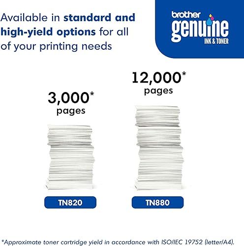 Vista 7 de Brother Cartucho de tóner genuino de alto rendimiento, TN880, tóner negro de repuesto, rendimiento de página de hasta 12,000 páginas, cartucho