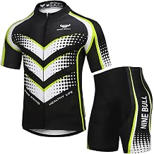 Men's Cycling Jersey Set - Reflective Quick-Dry Biking Shirt and 3D Padded Cycling Bike Shorts Green
