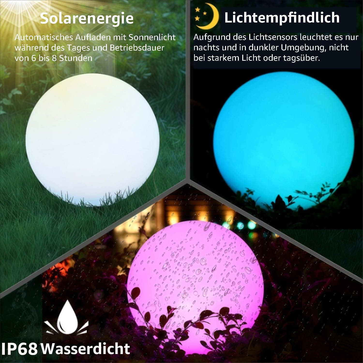 Mr.Go 10" Solarlampen für Außen LED Lampe Kugel mit Erdspieß, Wasserdicht Solarleuchten Jardin Leuchtkugel Dekorative Nachtlicht, 16 Rgb Farben, Dimmbare Helligkeit, Farbwechsel, Fernbedienung