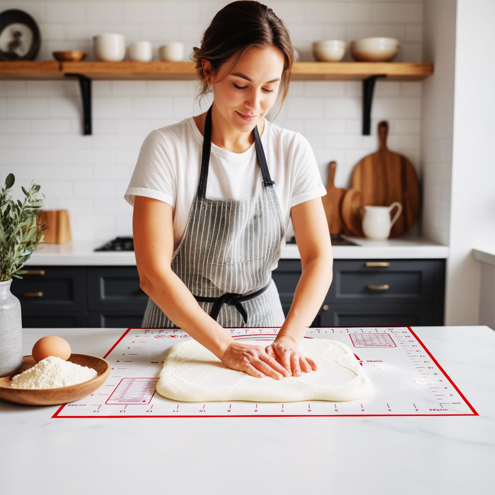 Tapete de silicona extragrande de 80 x 61 cm para hornear | Tapete antideslizante para repostería y masa con raspador de masa | Perfecto para enrollar masa, cortezas de pasteles, fondant | Forro de