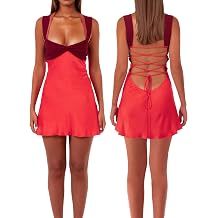 Women s Mini Dress Patchwork Sleeveless Strapless Lace Up High Waist A-line Elegant Party Clubwear Short Dress