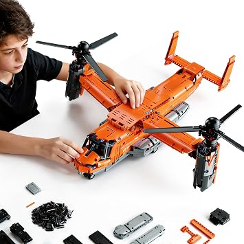 Military Helicopter Building Set 1486PCS Tiltrotor Aircraft Model Kit with Rotating Propellers, Fighter Jet Army Airplane Toy, STEM Gift for Adults Teens Boys Age 12+ Compatible with Lego