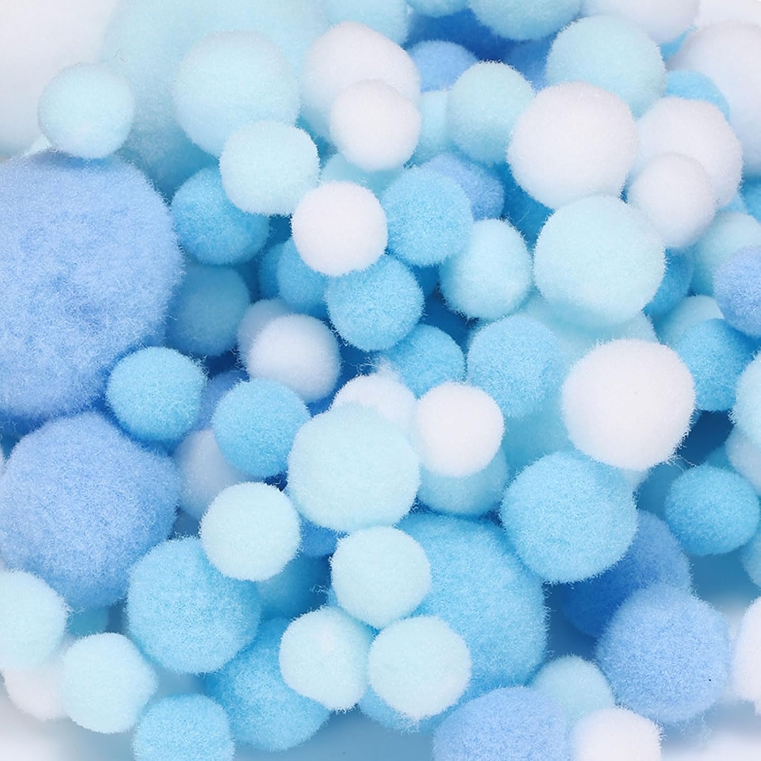 PATIKIL Fuzzy Pom Poms Balls, 120 Pcs Assorted Sizes Mini Pompoms for Crafts Jewelry Making Accessories Clothing for Arts DIY Craft Making Decorations Pet, Light Blue Series