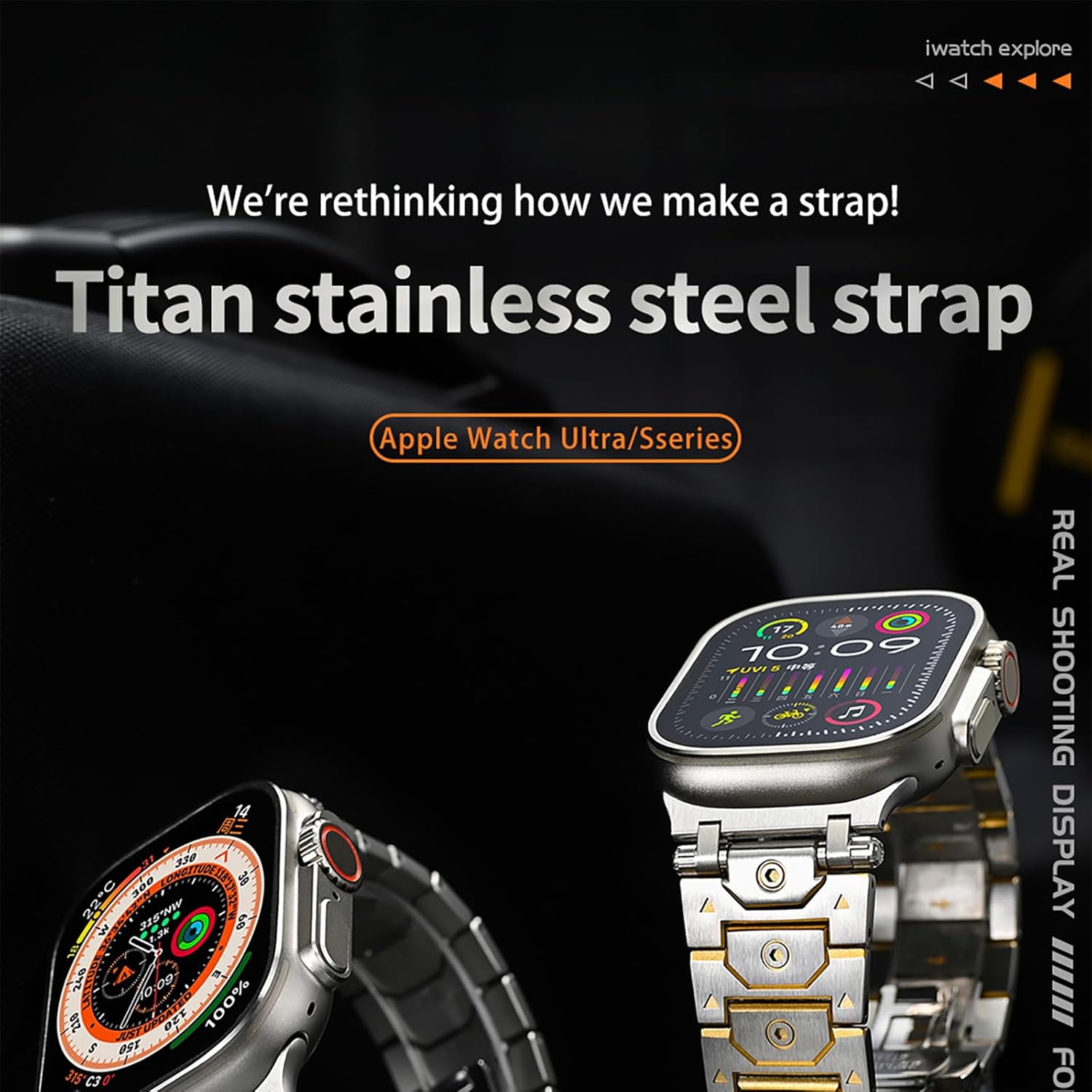 Metal Band Compatible with Apple Watch Band for Men 49mm 45mm 44mm 42mm 41mm 40mm 38mm, Octagonal Structure Titan Stainless Steel Strap for iWatch Bands Ultra 2, SE, Series 9 8 7 6 5 4 3 2 1