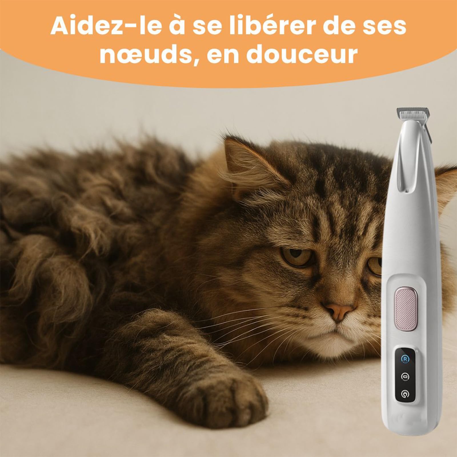 Tondeuse De Précision Pour Chat, Tondeuse Pour Chien Silencieuse Tondeuses À Pattes Avec Led & Usb-C, Lames Céramique Et Inox, Étanche, Toilettage Zones Sensibles Sans Stress (A)