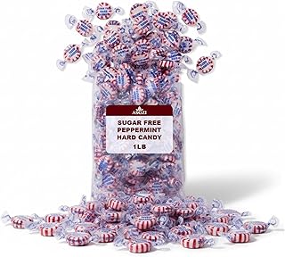 Sugar Free Peppermint Hard Candy 1 LB – Guilt-Free Mint Candy, Refreshing Sugarless Treats for Holidays, Parties, Office, Snacks & Everyday Enjoyment, Resealable Bag