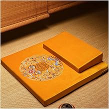 Square Meditation Cushion Mat Set with Washable Cotton Linen Cover, Larger Thick Yoga Mat Bolster Floor Pillows Seating for Adults Meditation Accessories yellow-70cm