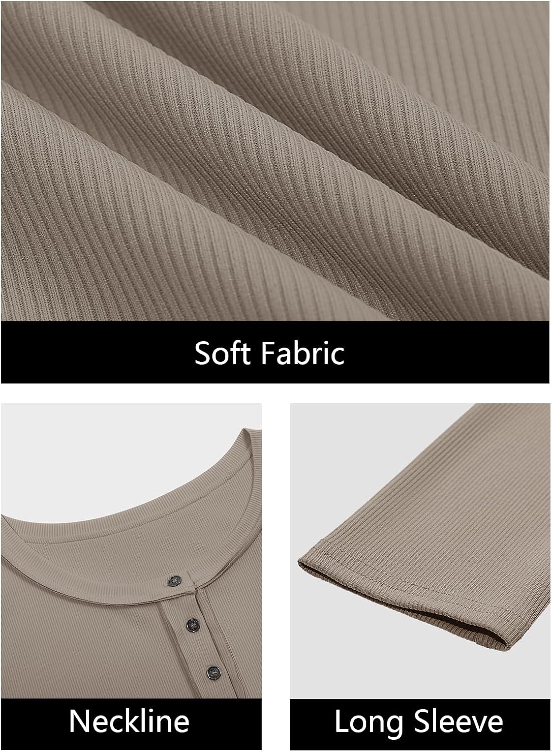 Womens Ribbed Knit Henley Shirts Fall Long Sleeve Tops Basic T-Shirts 2025 Trendy Casual Blouses - Image 6