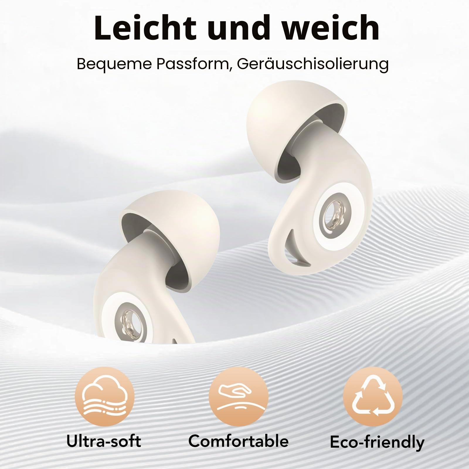 Ohrstöpsel zum Schlafen, 45dB Noise Cancelling Gehörschutz Earplugs, weiß | Weich und Wiederverwendbar, 8 Ohrstücken in 4 Größen (XS/S/M/L), Silikon Ohrenstöpsel für Flugzeug Konzert Schnarchen