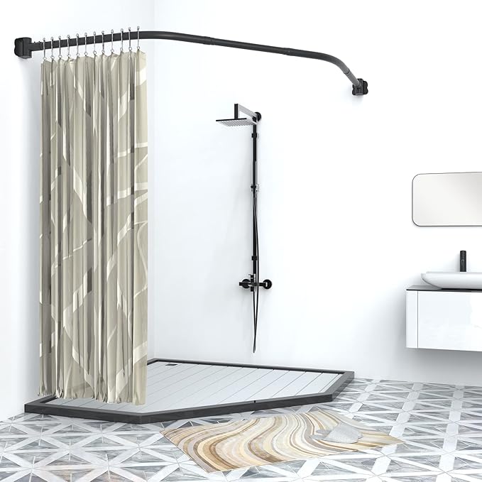 Corner Shower Curtain Rod Shower Curtain Rod 43.3"47.2", Diamond Shaped Shower