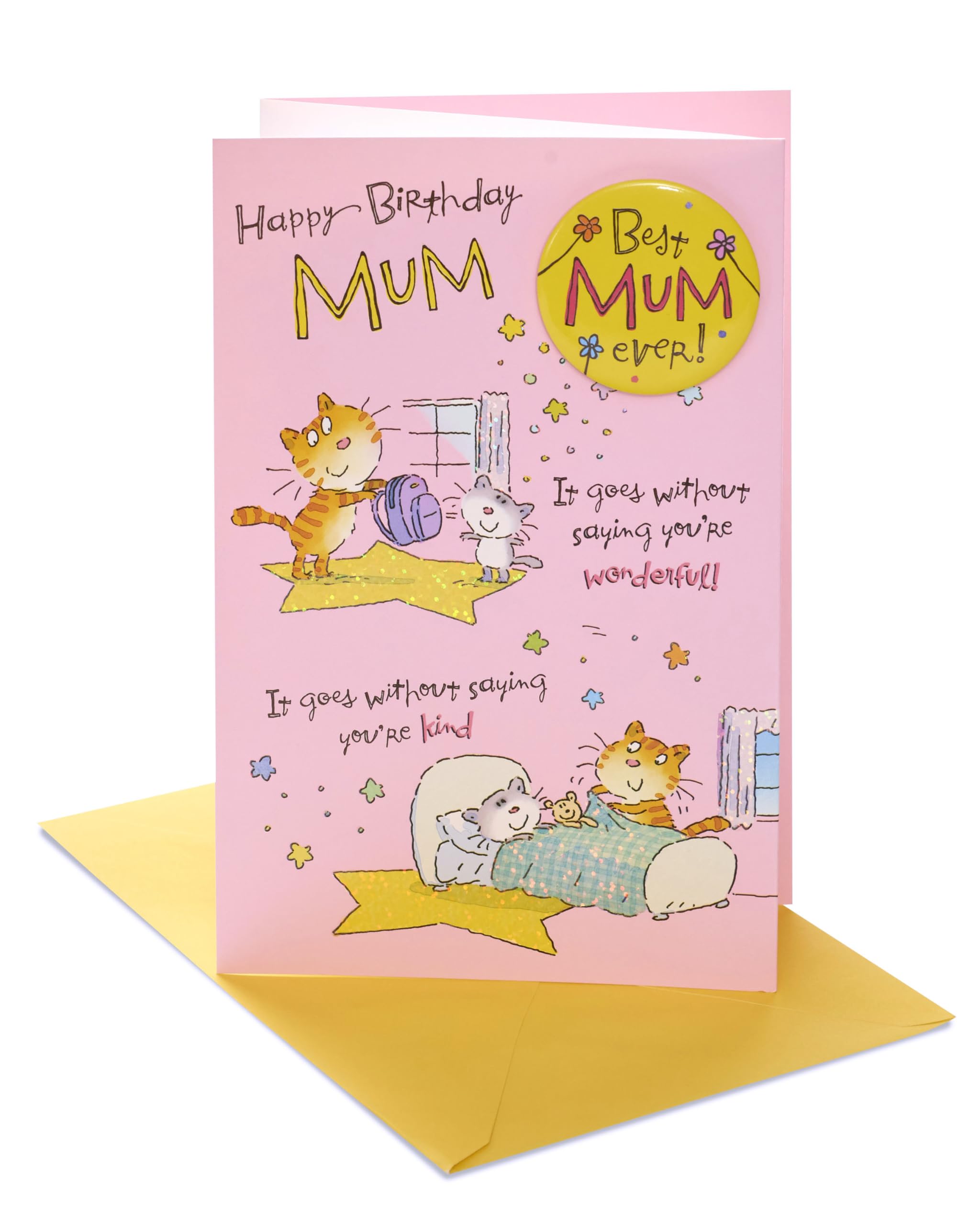 UK Greetings | Birthday Card for Mum | Sweet & Badge Design & Envelope