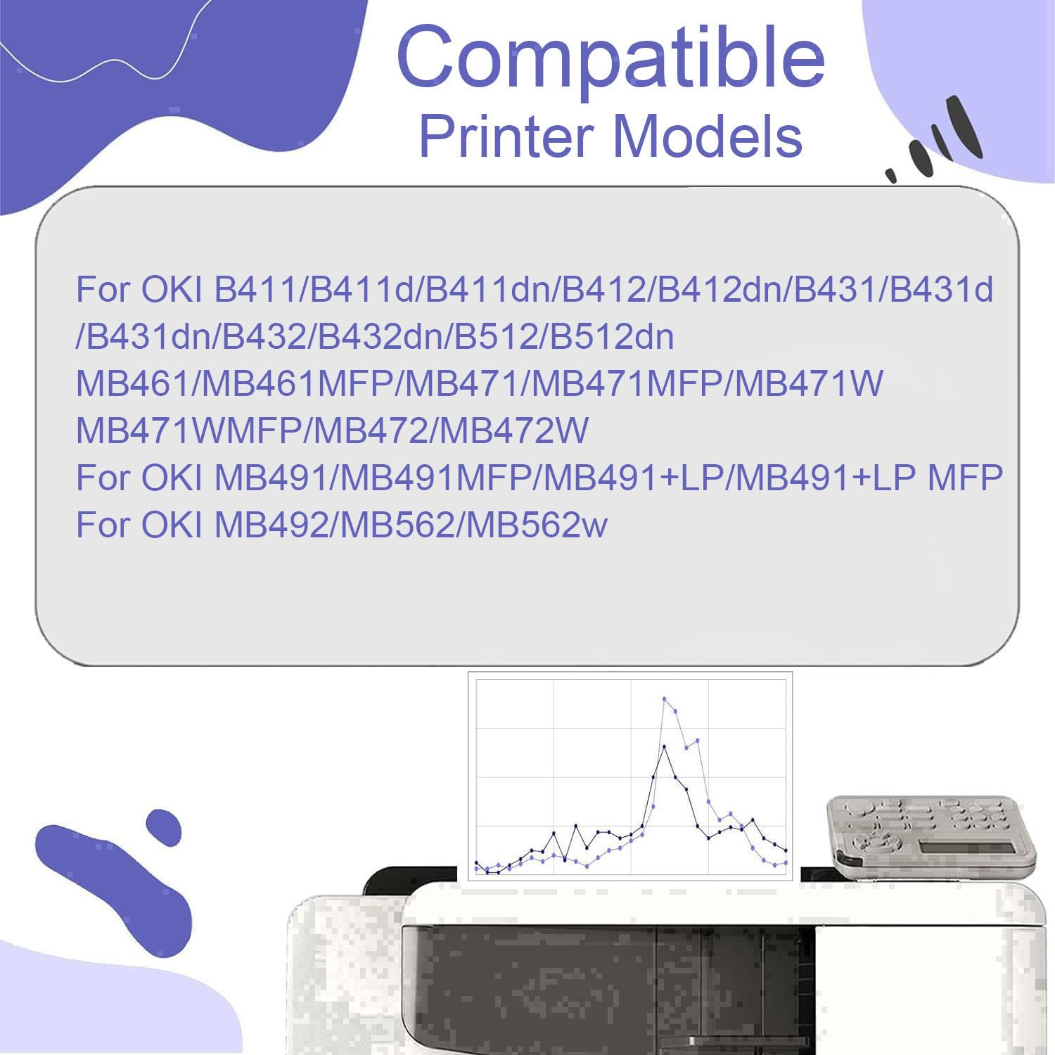 Tamburo di ricambio B411 Unrt 44574301 44574302 per stampante OKI B411dn B412dn B431dn B432dn B512dn MB471w,B411-1Set