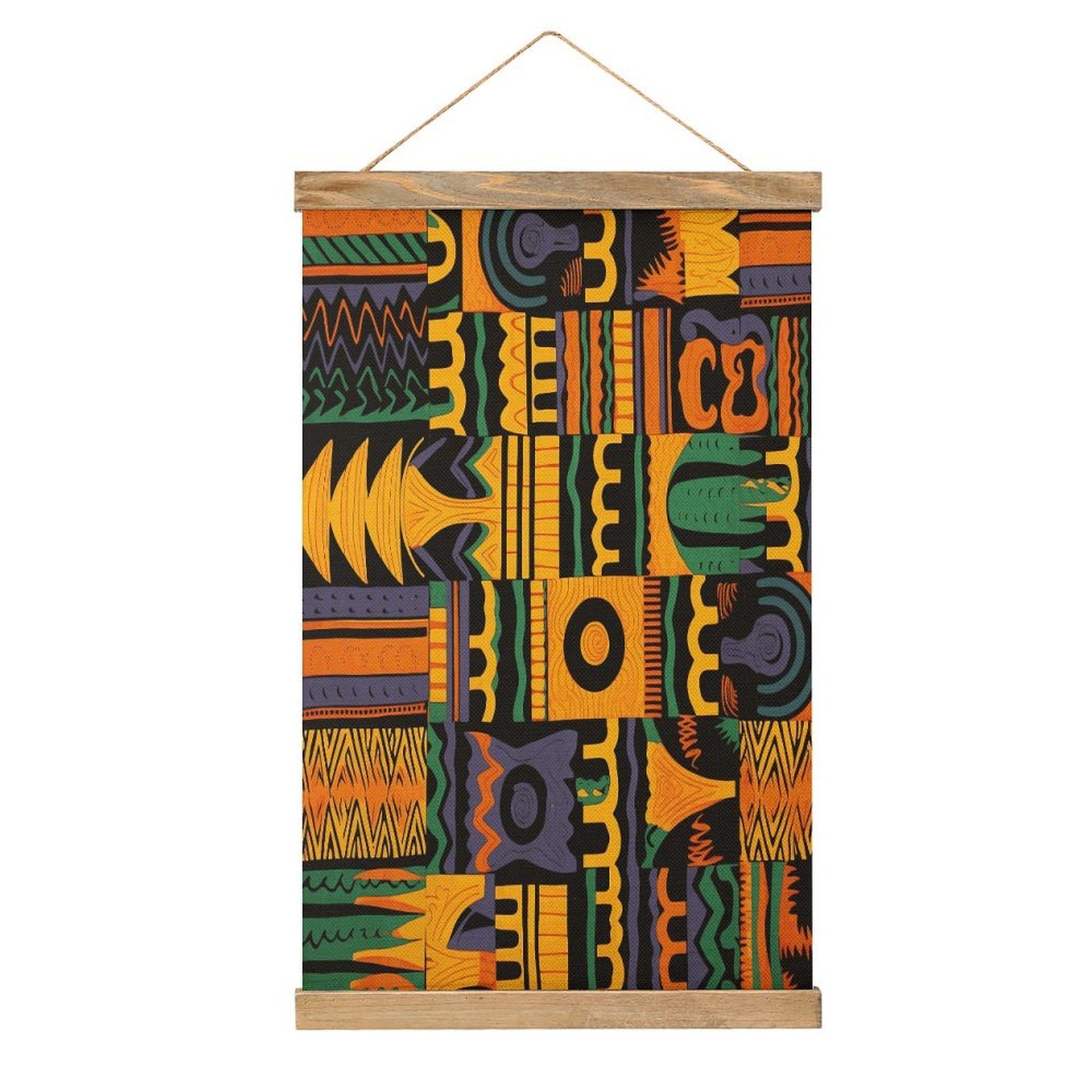 FekiLoot African Ethnic Pattern1 Wall Art Poster Hanger Frame Linen Wall Art Decor Vintage Hanging Poster Hanging Wall Decor Rustic Retro Wall Art Print for Living Room Decor 20.4 X 13.1Inches