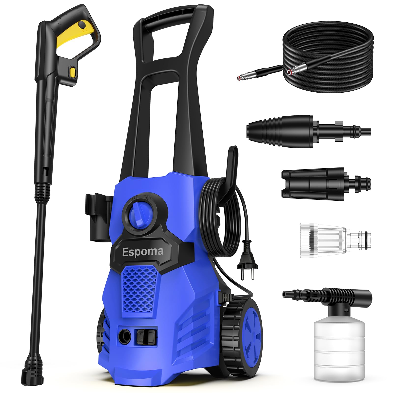 Espoma Hidrolimpiadora de Alta Presión, 120 Bar, Caudal de 380 l/h, área de Trabajo 30 m²/h, Ideal para Hogar, Jardín y Coche –Incluye Manguera de 7m, Bomba de Aluminio, Radio de Acción 12m — view 9