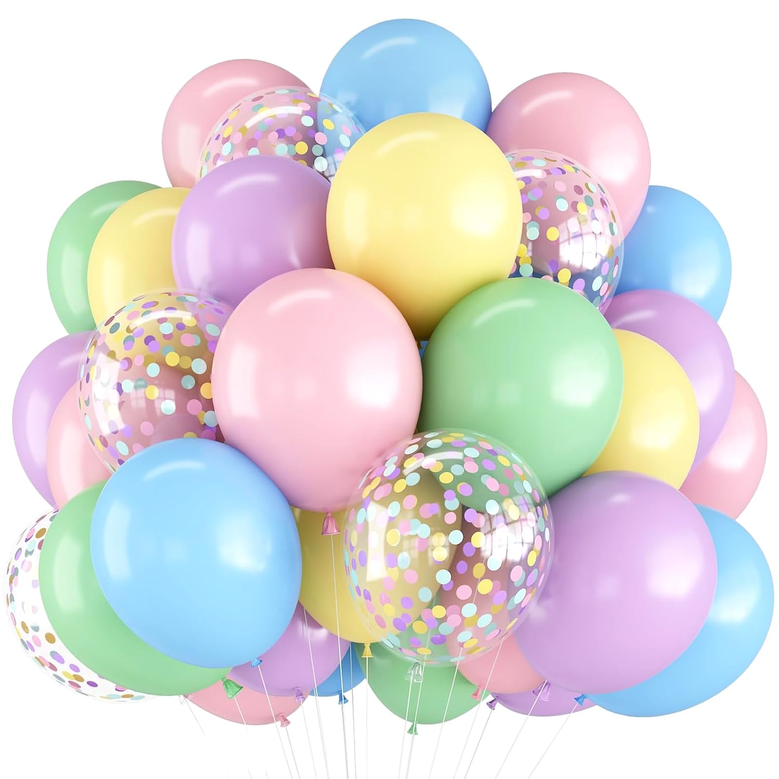 Pastel Rainbow Confetti Balloons, 100pcs 12 Inch Latex Balloons, Confetti Balloon, Perfect for Kids Birthday, Baby Shower, Unicorn Party, Girls Party, Celebration Events & Whimsical Party Decorations — image 1