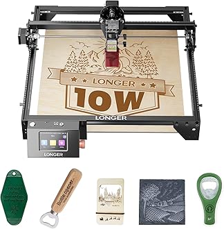 LONGER RAY5 Laser Engraver, Fully Upgraded with 10W Output, a 3.5-inch Color Touchscreen, and app-Based Offline Control; Ideal for Engraving Metal, Glass, and Wood. Working Area: 400×400 mm.