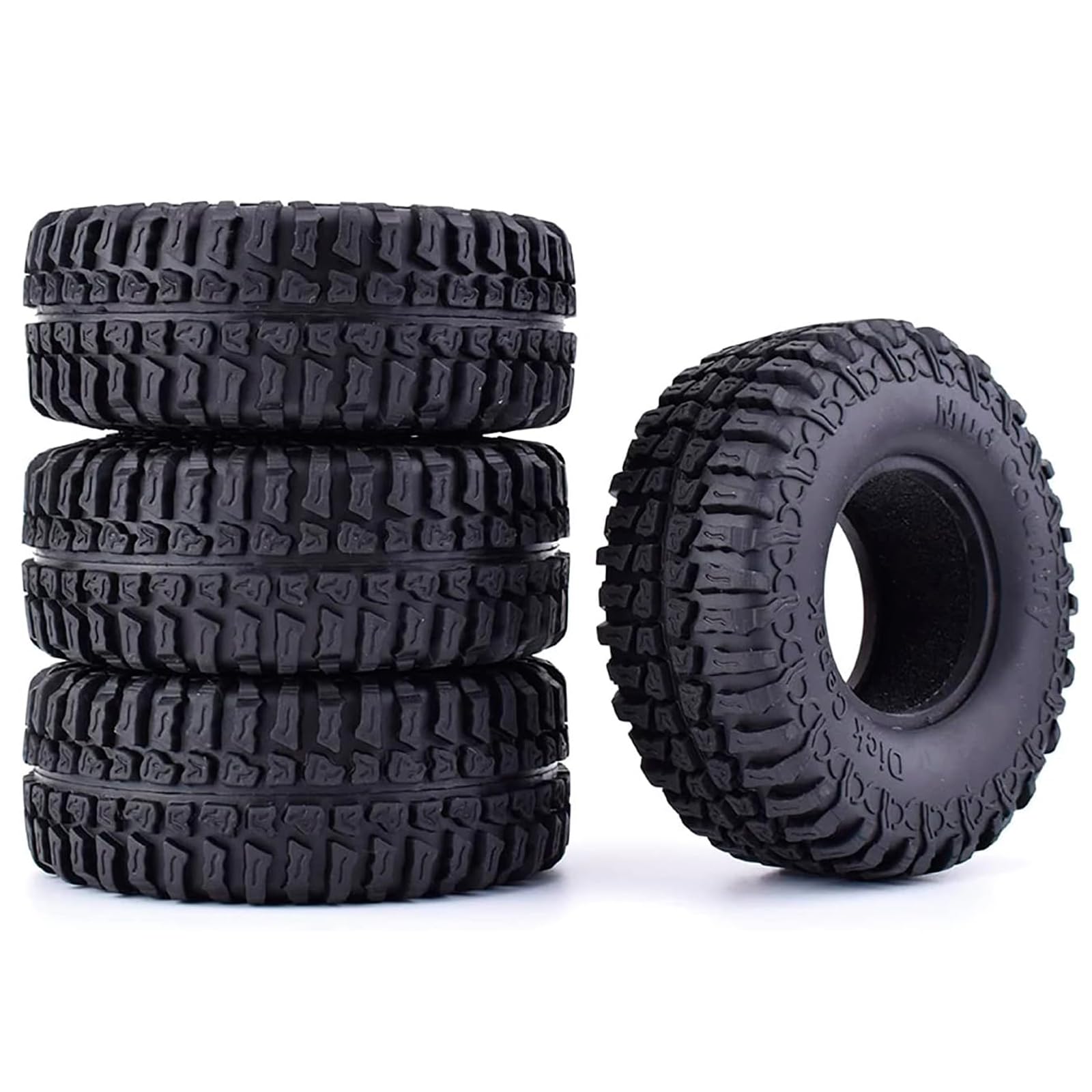KINGCOO RC Auto Reifen, 4PCS RC Crawler Reifen Gummi 1.9 Zoll Felgen Radreifen für 1:10 RC Rock Crawler Auto Teile für Axial SCX10 D90 TF2 TRX4 Tamiya Redcat Gen8 (100MM)