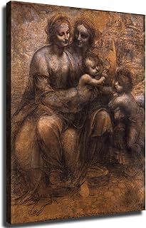 Wall Art Canvas Prints- Virgin Child Saint Anne John Baptist - Baby Jesus Painting Posters Room Aesthetics-Best decoration for kitchen living room bedroom office gym etc (08x10inch-Unframed)