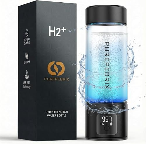 PUREPEBRIX Glass Hydrogen Water Bottle 14oz, Portable Hydrogen Water Bottle