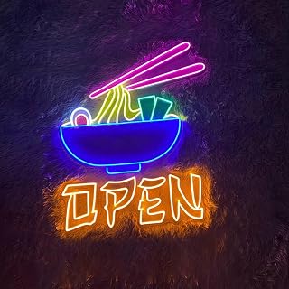 Open Ramen Neon Sign,Ramen Led Sign, Open Restaurant Neon Sign, Ramen Wall Art, Personalized Neon Sign, Open Sign Size:22 * 26Inch,SIGNVIA