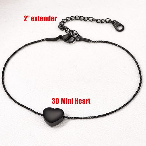 Miniatura 3 de U7 Tobilleras de corazón para mujer, de acero inoxidable, pulsera de tobillo con forma de corazón, impermeable, joyería de playa de verano